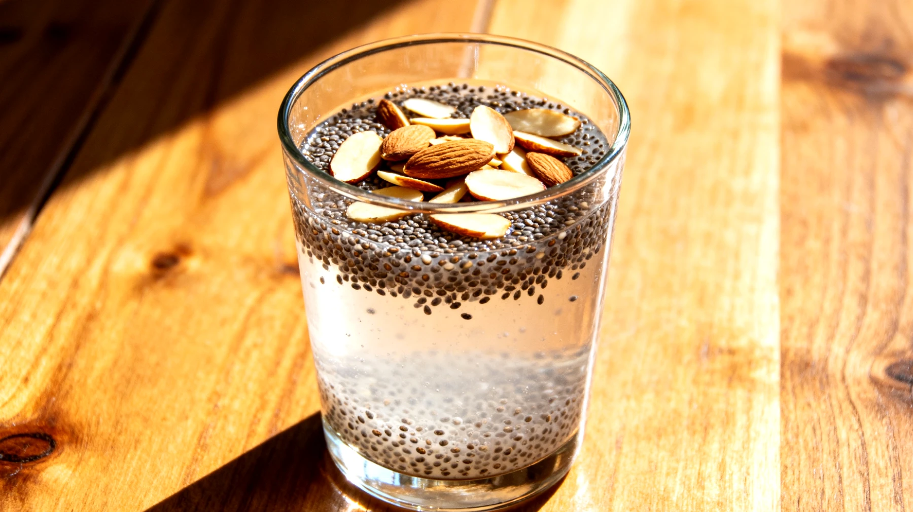 Kefir d'acqua con semi di chia e mandorle"
