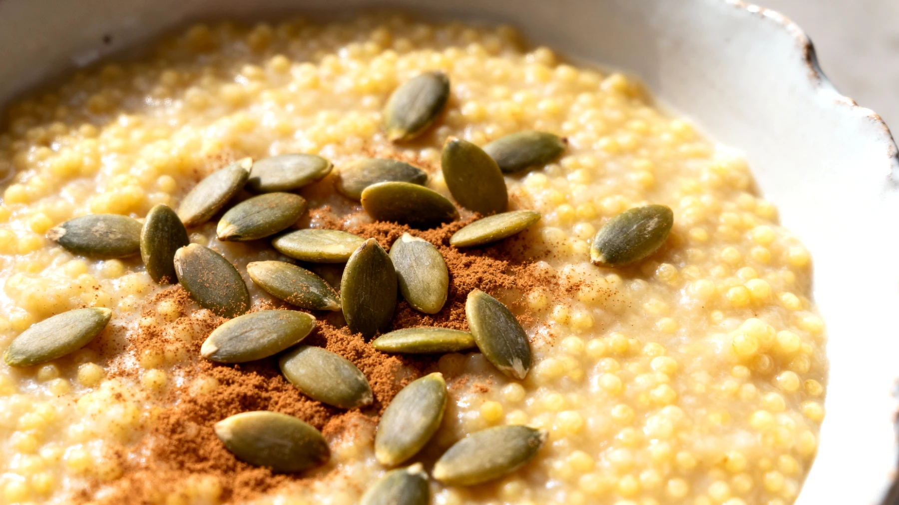 Porridge di miglio con semi di zucca e cannella"