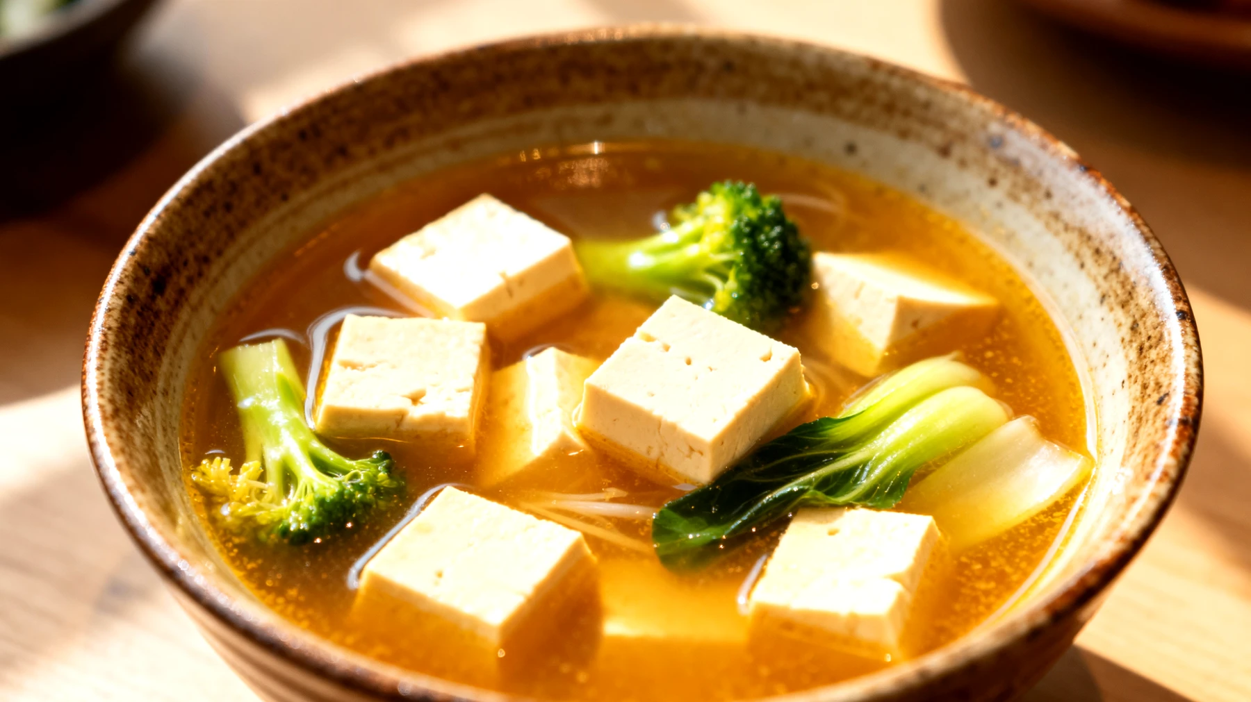 Zuppa di miso con verdure e tofu"