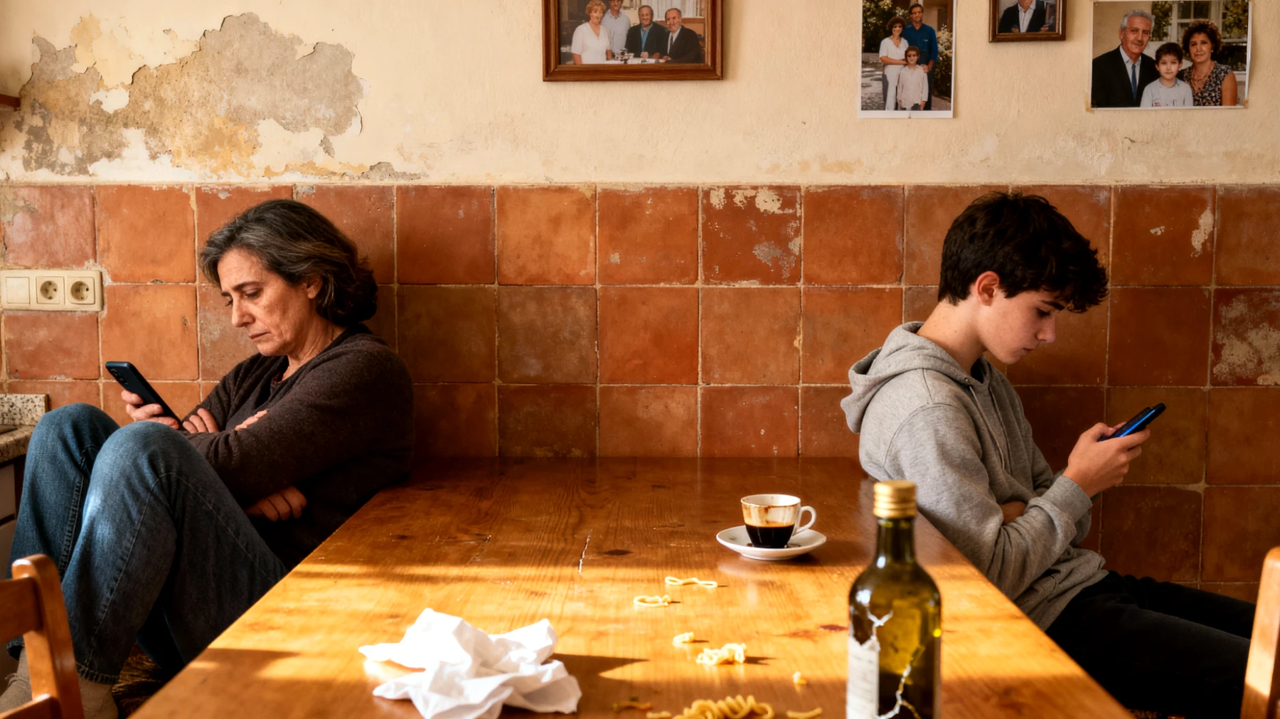 Genitori che faticano a instaurare un dialogo emotivamente profondo con i figli giovani adulti, limitandosi a conversazioni superficiali su aspetti pratici (lavoro, università, soldi) senza riuscire a condividere sentimenti, paure, sogni e vulnerabilità reciproche"