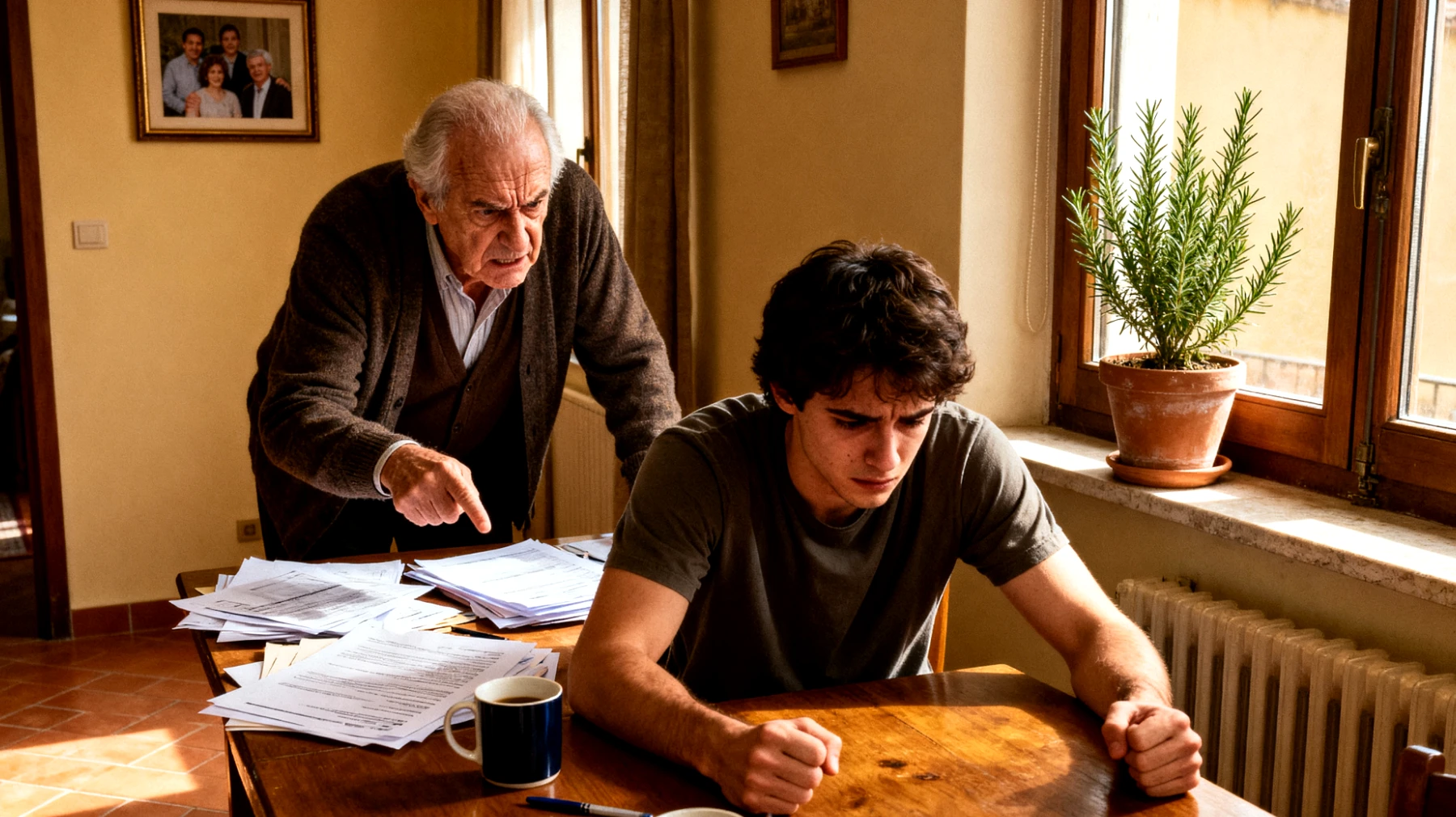 Il nonno esercita pressioni eccessive sul nipote giovane adulto riguardo alle scelte di carriera, di studio o alle aspettative professionali, creando tensioni e senso di inadeguatezza"